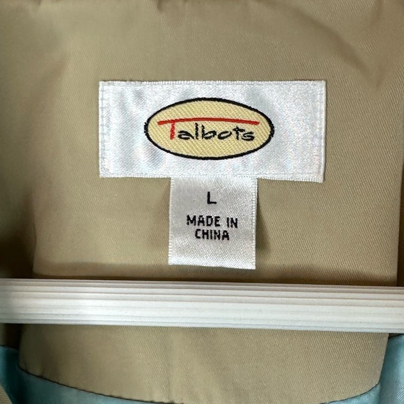 Talbots Khaki Belted Rain Trench Coat large - Picture 3 of 7